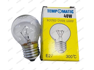 Универсальная термостойкая лампочка 300°C E27 40W для духовки плиты L 71 мм D 45 мм L2740SS-BR Tempomatic