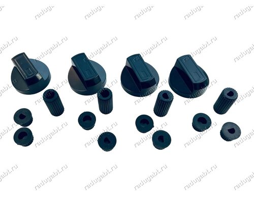 Комплект универсальных ручек - 4 шт. черного цвета для многих марок и моделей плит