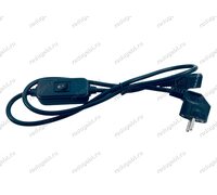 Сетевой шнур черный с кнопкой 10А 250V для мультиварки, термопота и другой бытовой техники WTF-D12100C