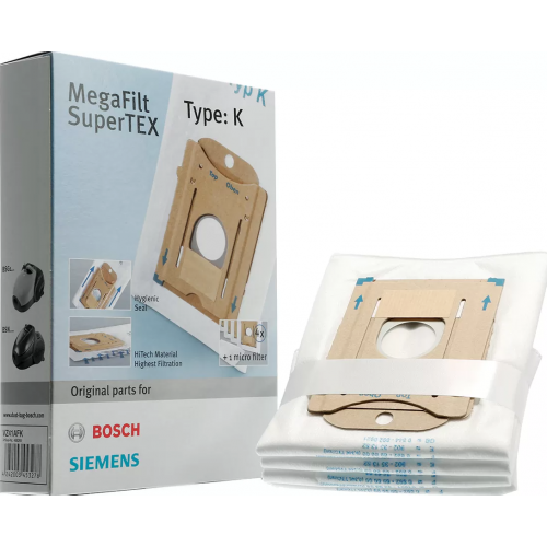 Мешки для пылесоса Bosch MegaFilt SuperTEX Type K - микрофибра, оригинал - комплект из 4 штук!