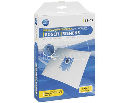 Мешки для пылесоса Bosch и Siemens Type G BBZ41FG VZ41AFG Neolux BS-05 - микрофибра, неоригинал - комплект из 4 штук!
