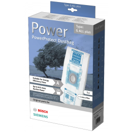 Мешки для пылесоса Bosch, Siemens Type G ALL PLUS VZ51FGALL - микрофибра, увеличенного объема, оригинал - комплект из 5 штук!