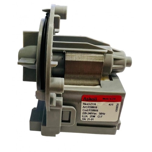 Помпа для стиральной машины Askoll M116 RS0666 25W на 3 саморезах, контакты спереди раздельно 